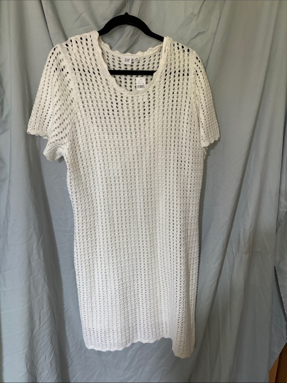 NWT GAP Ivory Open-Weave Knit Short Sleeve Dress